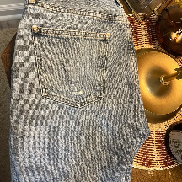 Agolde Blue Boyfriend Shorts with Distressed Vintage Look - Picture 5 of 9